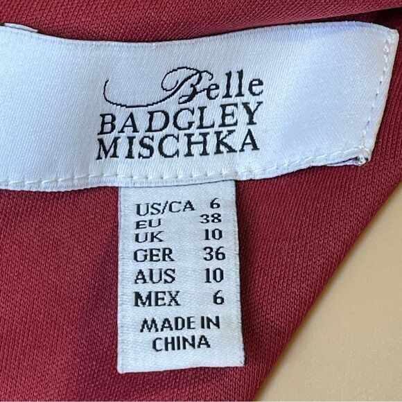 Badgley Mischka Belle Stretch Velvet Mini Dress Red Size 6 - Picture 6 of 12